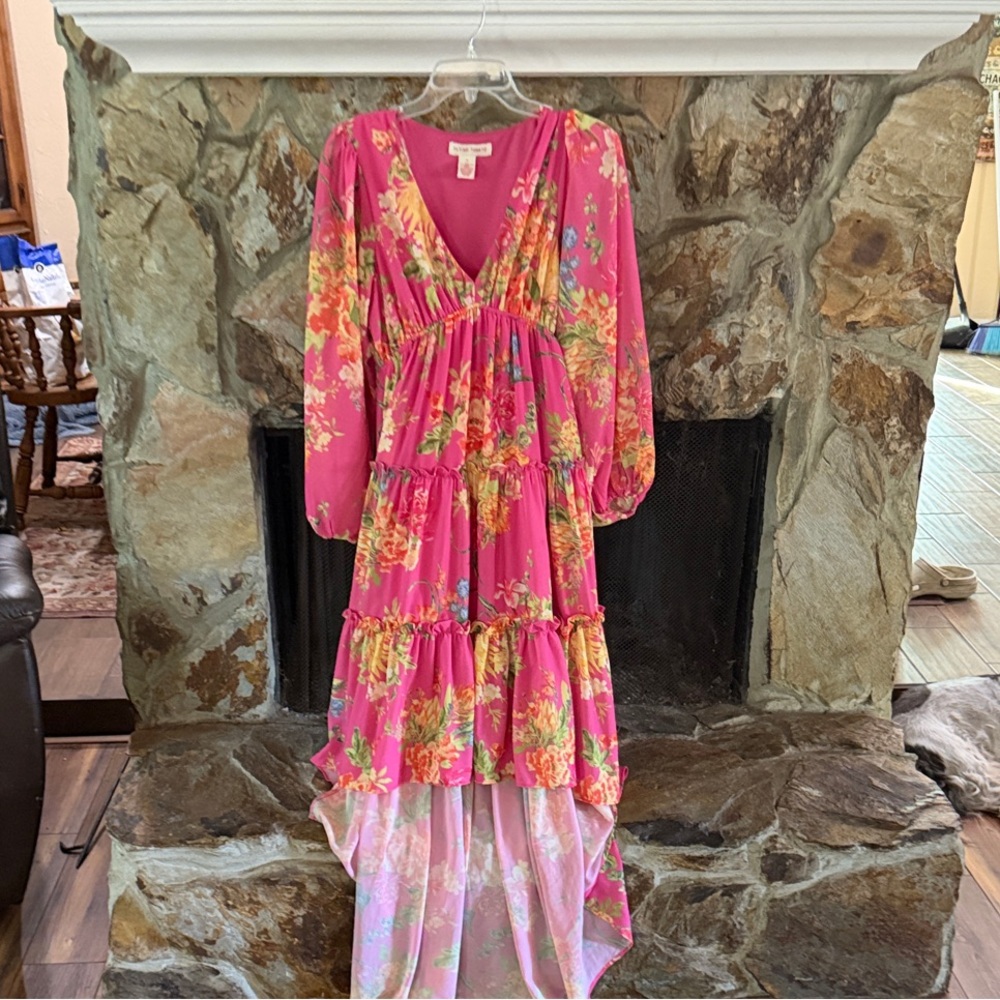Flying Tomato Pink Floral High Low Dress